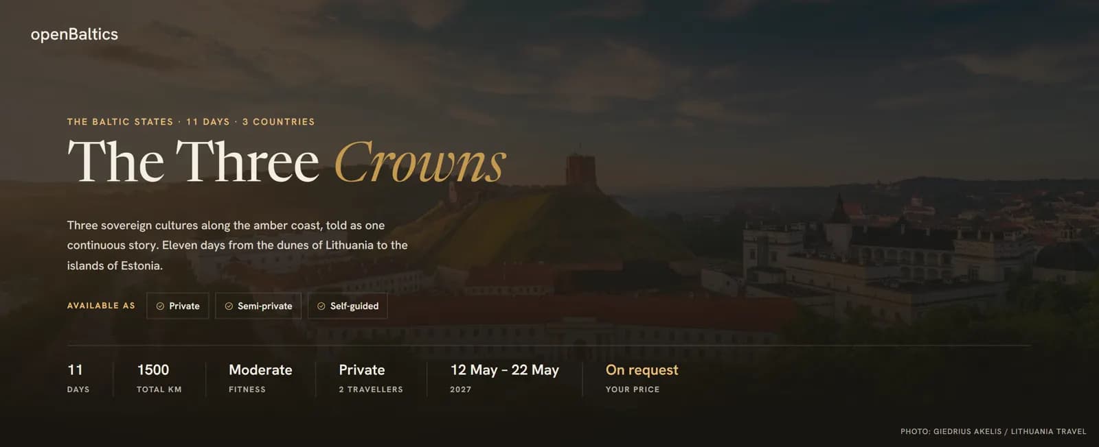 The Three Crowns — the client's itinerary cover, Editorial design