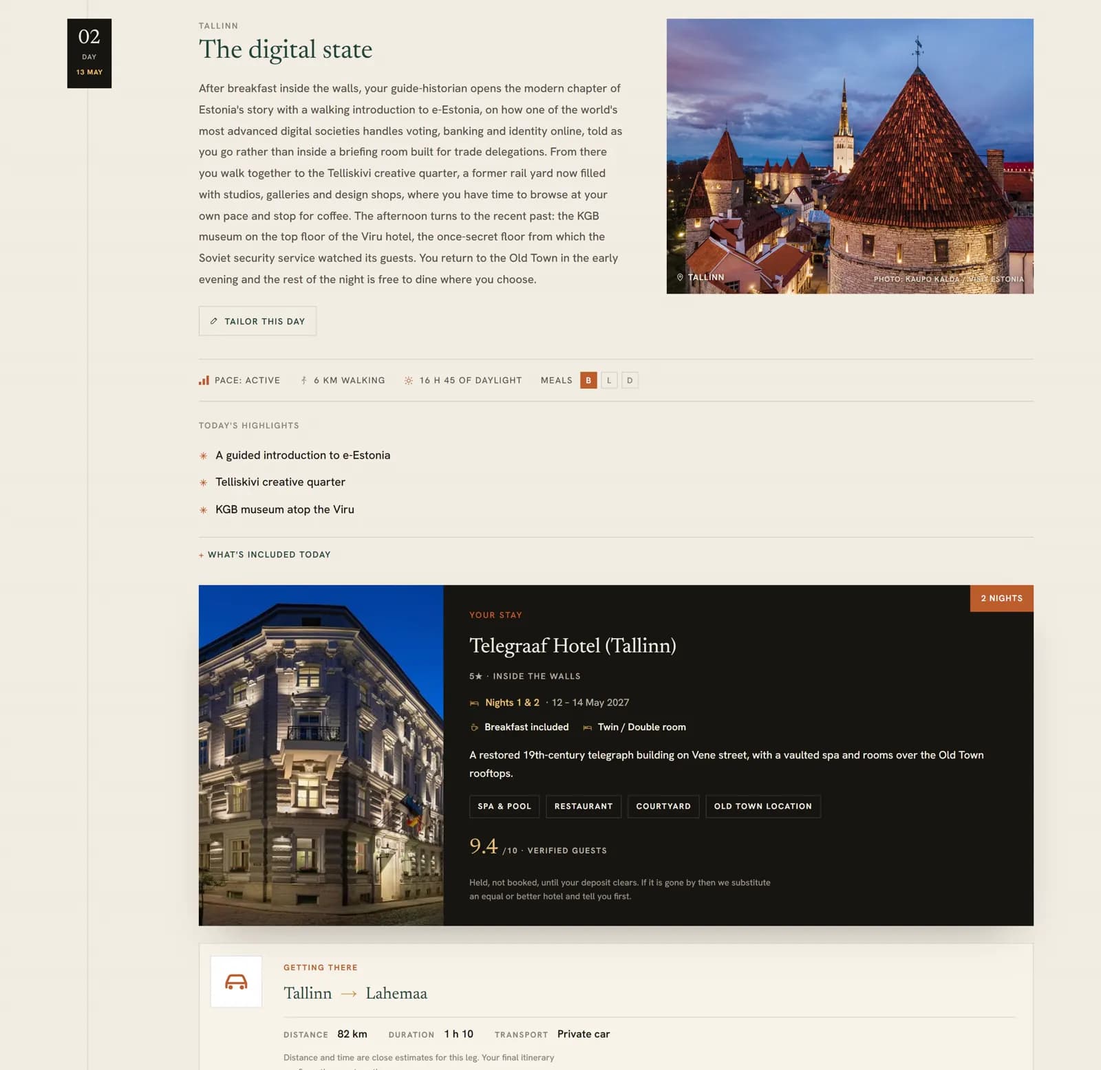 Best of Estonia — a day in the client itinerary