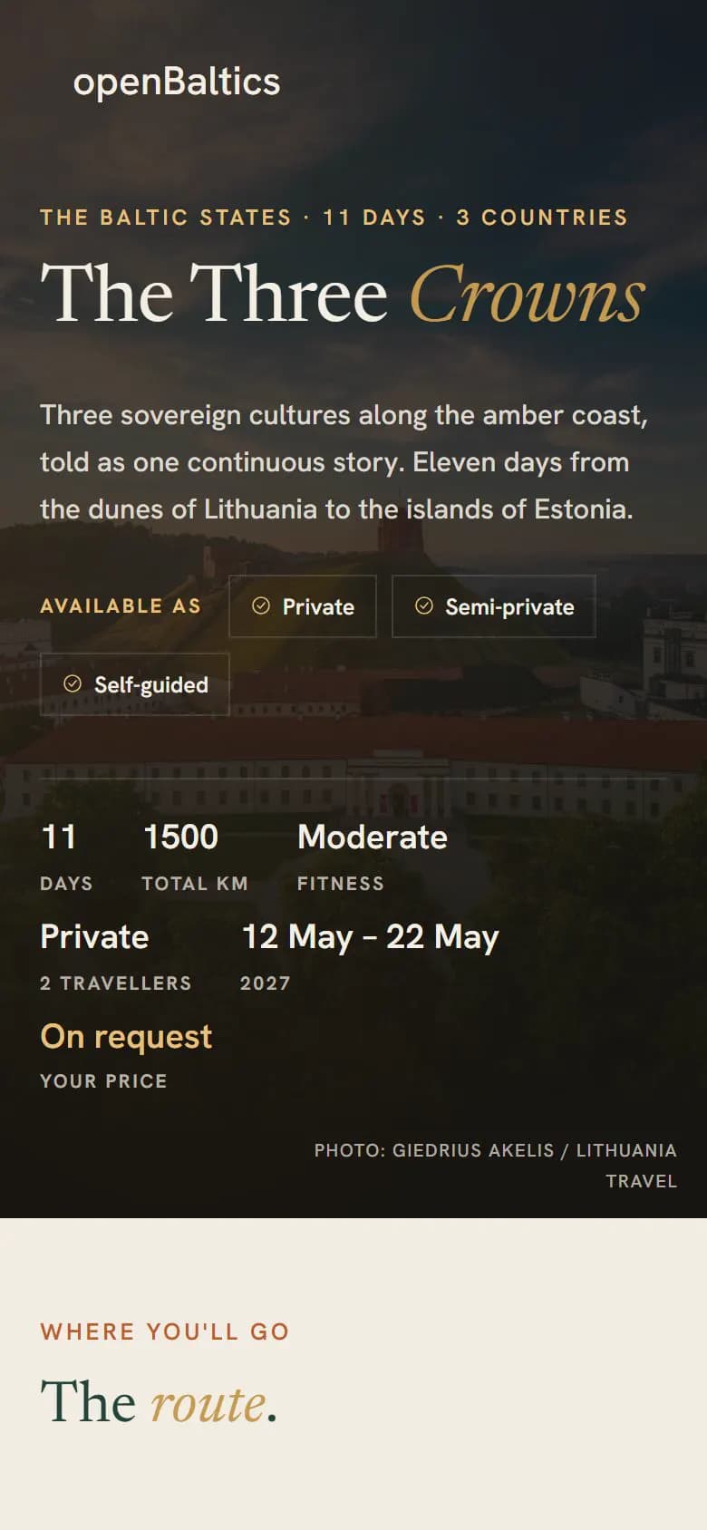 The Three Crowns — the itinerary on a phone