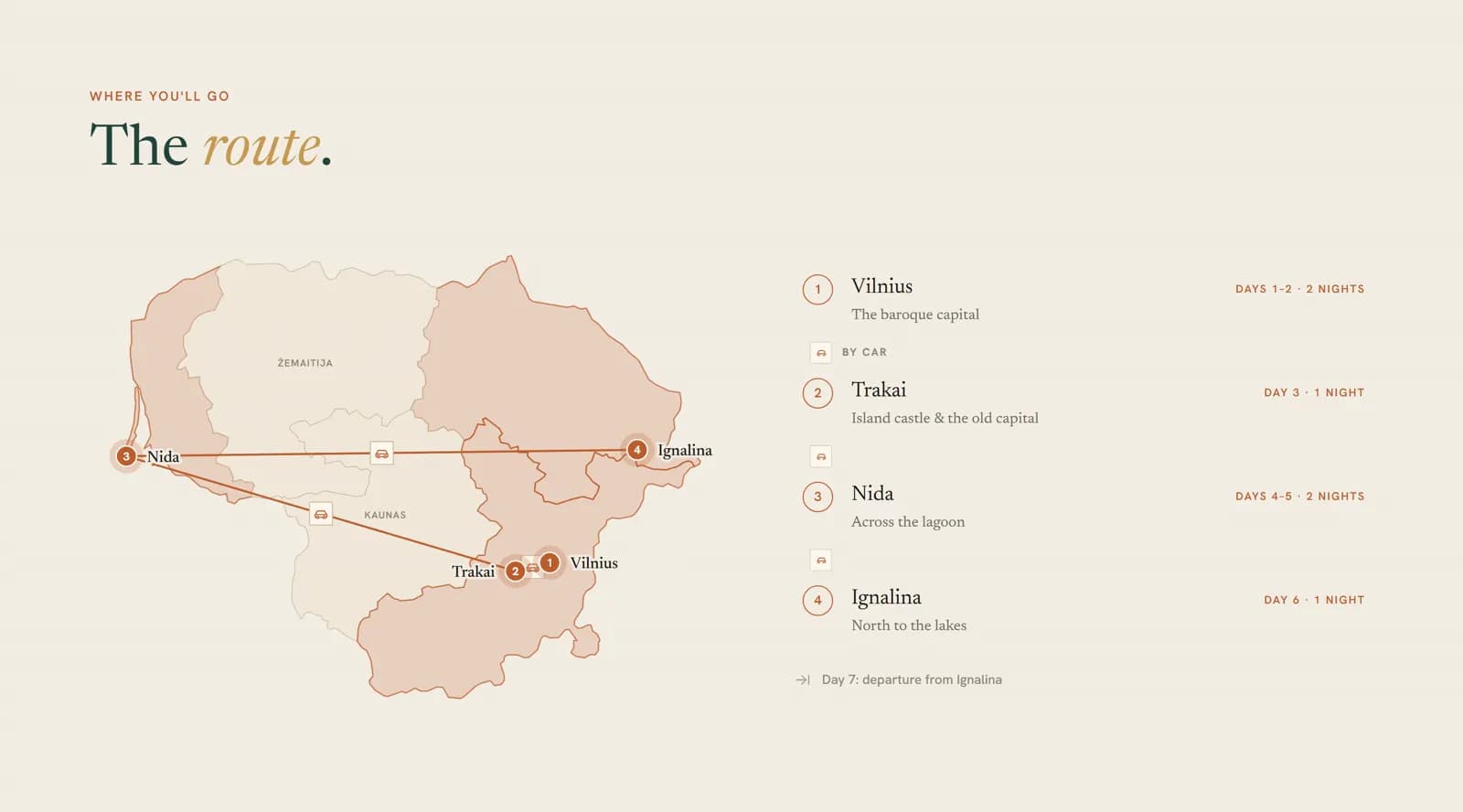 Best of Lithuania — route map from the client itinerary