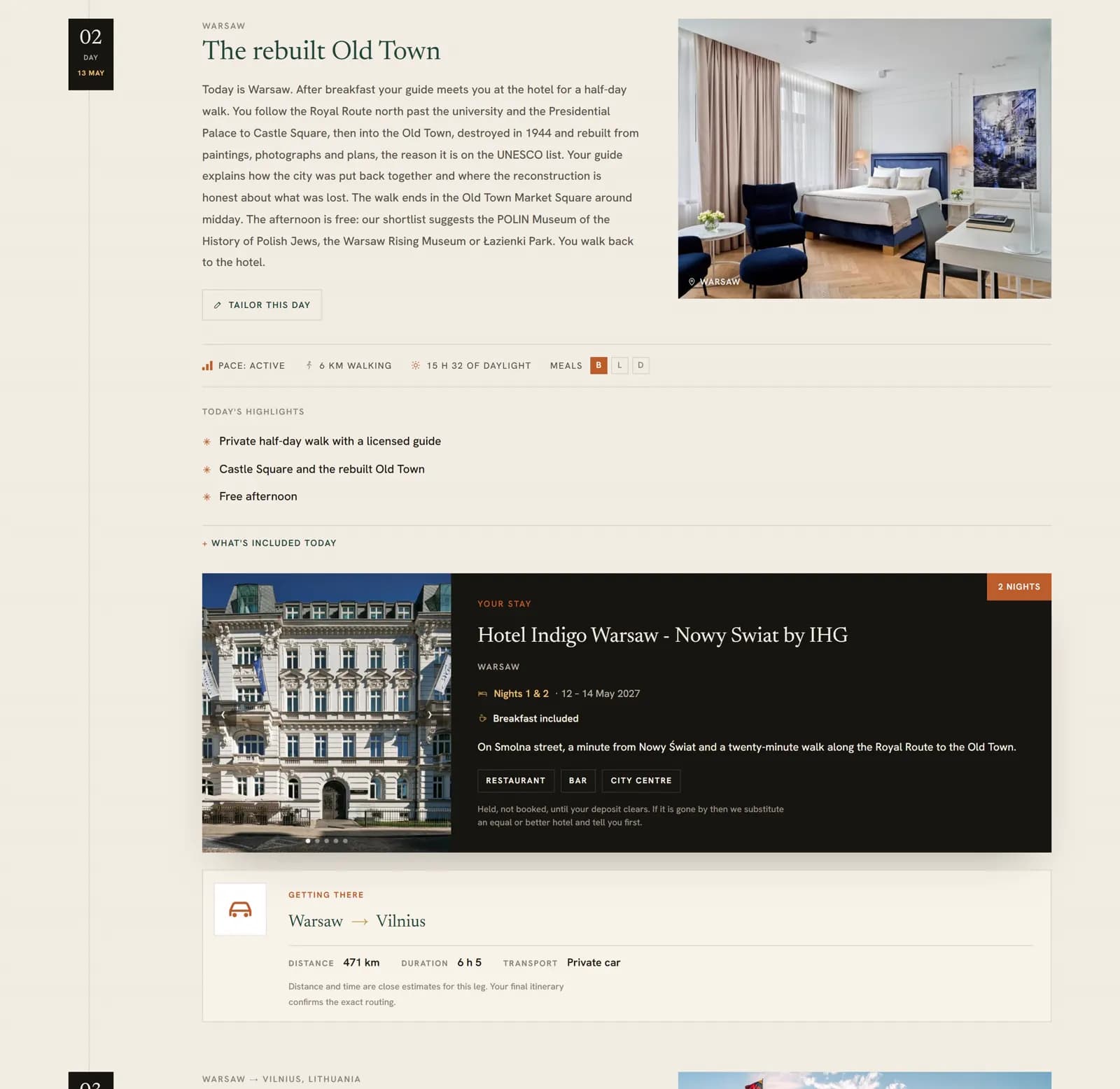 Four Capitals — a day in the client itinerary