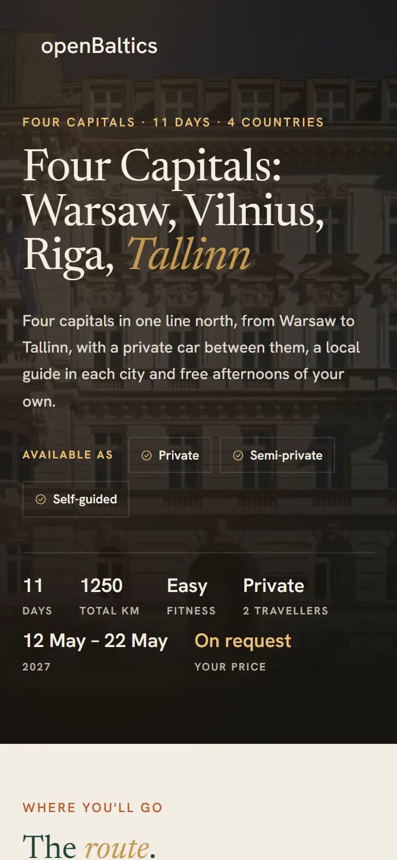Four Capitals — the itinerary on a phone